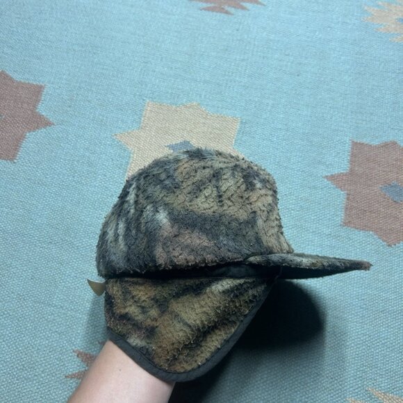 Vintage 80s camo trapper hat flap Trebark camouflage fleece hunting made in USA - Picture 3 of 8